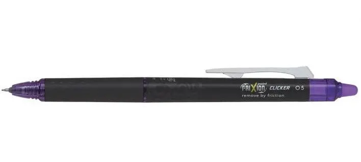 Pilot Frixion Clicker Retractable Pen – Purple Ink, 0.5 Mm Tip 1