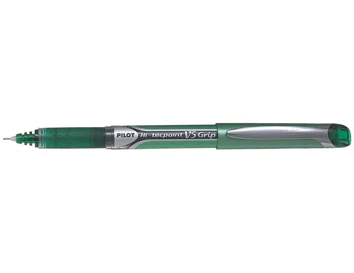 Pilot Hi-Tec-C V5 Grip Ballpoint Pen – X-Fine Tip, Green Ink 1