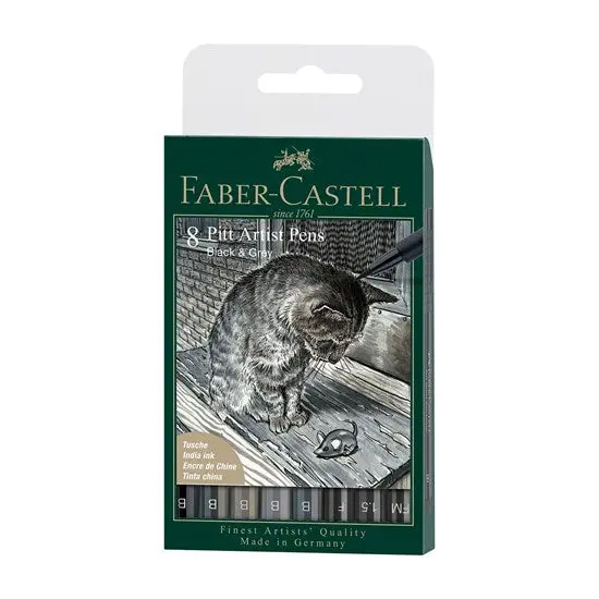 Pitt Artist Brush Marker Set – 8-Piece Black & Grayscale Collection 1