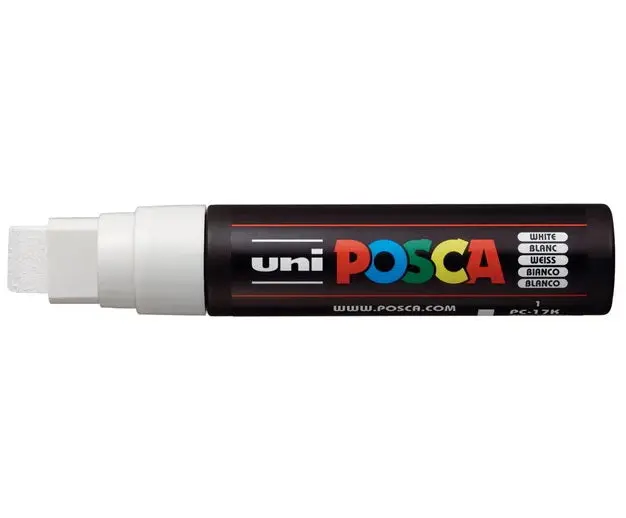 Posca Pc-17K White Marker – Chisel Tip, Water-Based, Opaque Ink 1