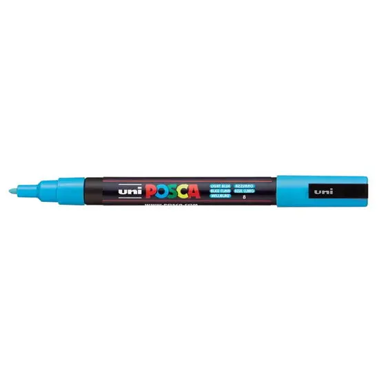 Posca Pc-3M Light Blue Marker – Bullet Tip, Opaque Acrylic Ink 1