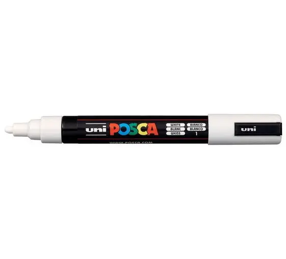 Posca Pc-5M Marker – Bullet Tip, Opaque White, Water-Based Paint Pen 1
