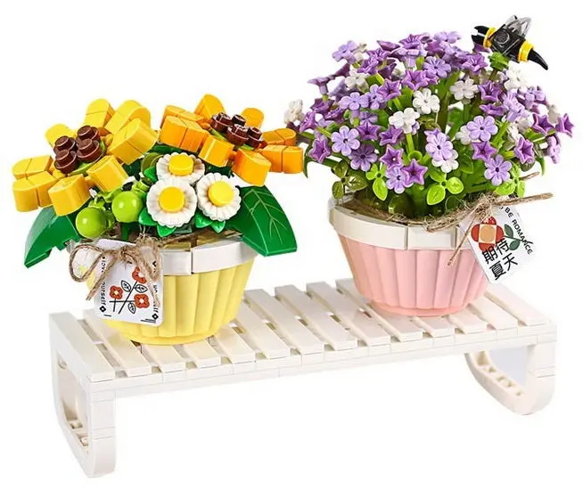 Potted Sunflower & Forget-Me-Not Art Print 1