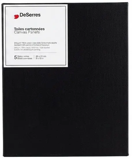 Pre-Primed Black Canvas Boards – 8×10 Inches, Pack Of 5 1