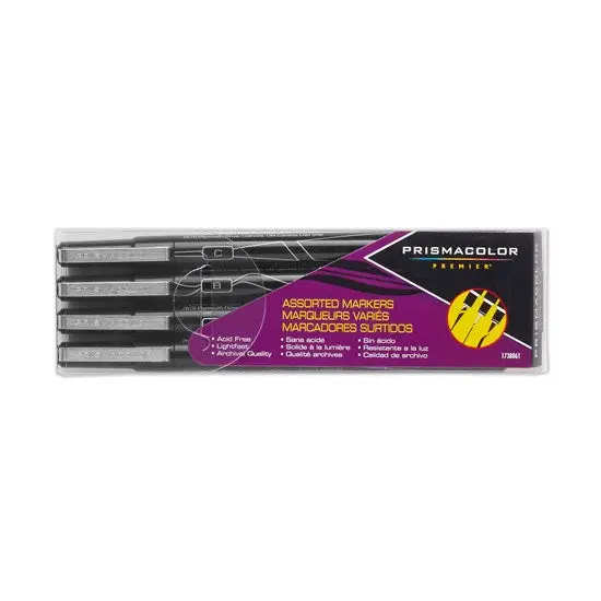 Premier Marker Set – 4 Assorted Tip Styles, Black Ink 1