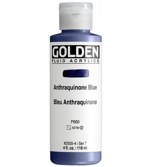 Premium Fluid Acrylic – Anthraquinone Blue, 4Oz Highly Pigmented S7 1