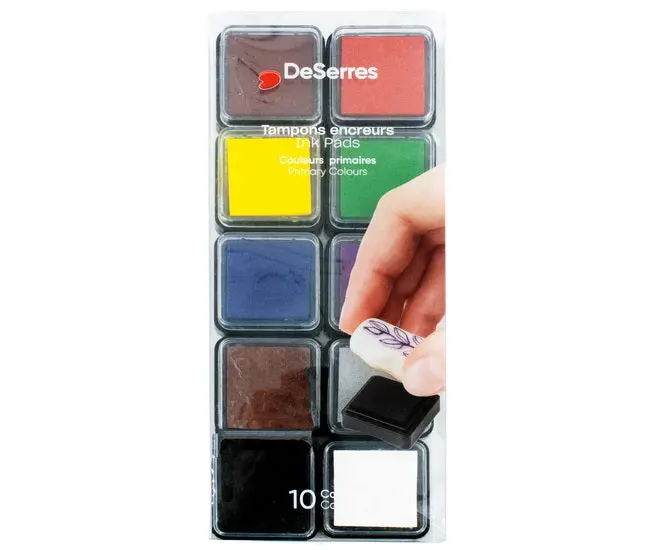 Primary Color Ink Pad Set – 10-Piece Assortment For Stamping 1