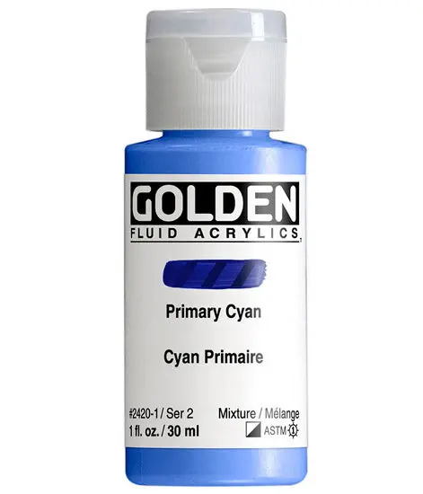 Primary Cyan Acrylic Fluid Paint – 1 Oz 1