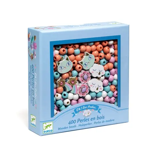 Rainbow-Colored Wooden Beads Craft Kit 1