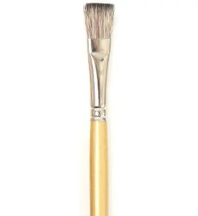 Red Sable Flat Brush – Long Handle, Size #12, Fine Detailing 1