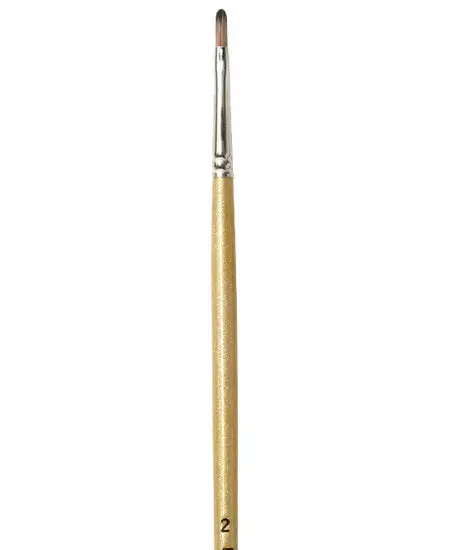 Red Sable Oval Brush – Premium Long Handle, Size #2 1