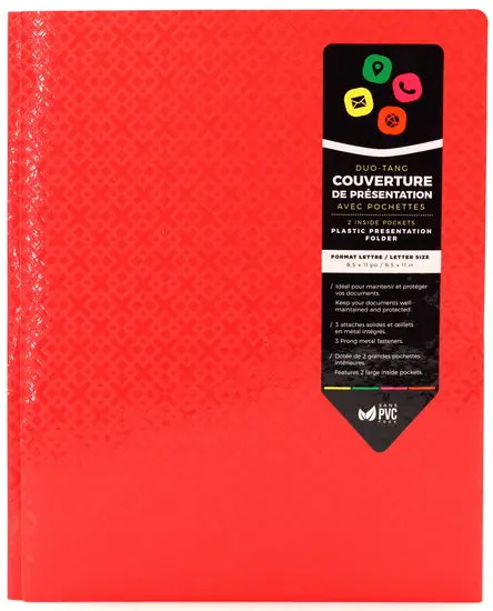 Red Textured Two-Pocket Prong Folder – Organizational Supply 1