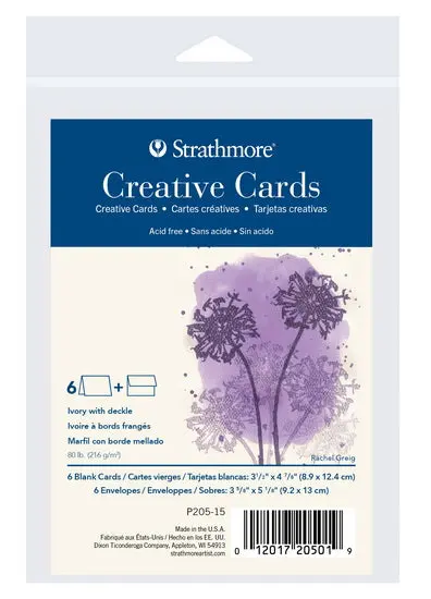 Rough-Edge Creative Greeting Cards – Ivory Cardstock, 3.5" × 5", Pack Of 6 1