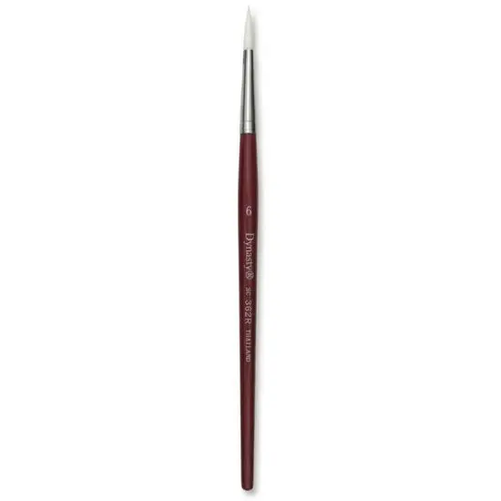 Round Synthetic Brush – Short Handle, Size #6 1
