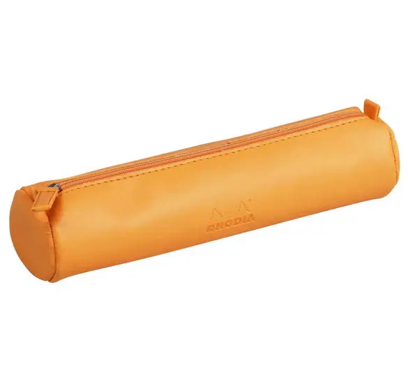 Round Zippered Pencil Case – Vibrant Orange 1