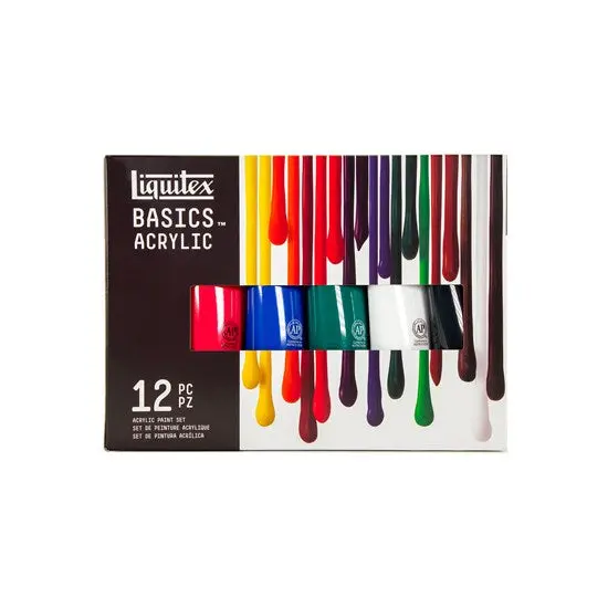 Set Of 12 Basics Acrylic Paints – 118 Ml Each, Assorted Artist Colors 1