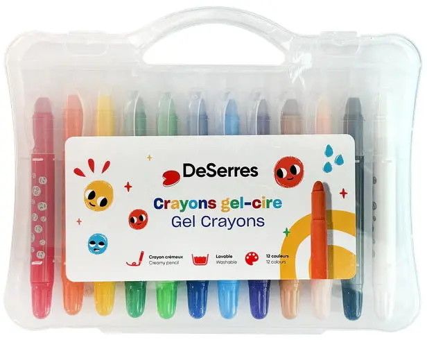 Set Of 12 Wax-Based Gel Crayons – Safe, Smudge-Resistant Kids’ Art Tools 1