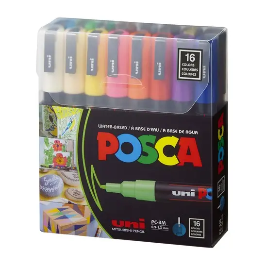 Set Of 16 Posca Pc-3M Classic Brush-Tip Paint Markers 1