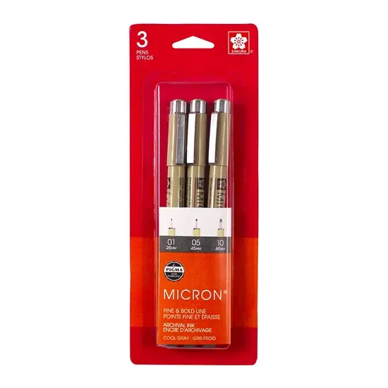 Set Of 3 Sakura Pigma Micron Cool Gray Fine-Line Markers 1