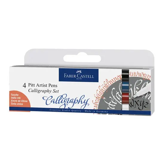 Set Of 4 Faber-Castell Pitt Black Calligraphy Markers 1