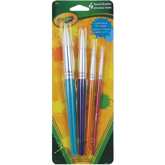 Set Of 4 White Taklon Round Brushes – Student-Grade Painting Tools 1