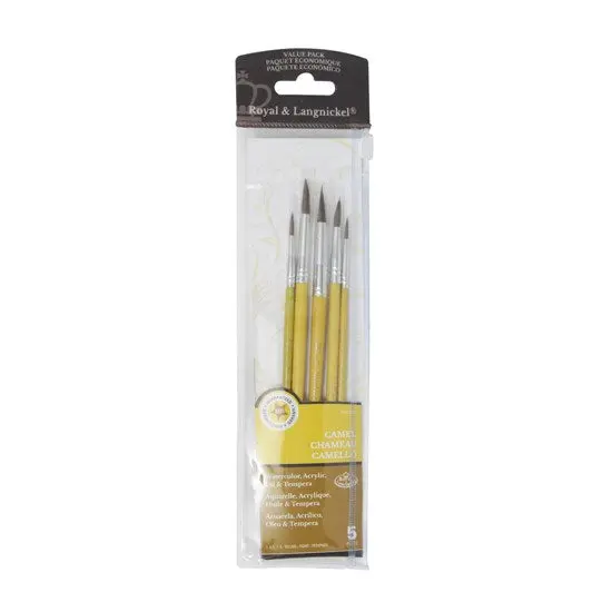 Set Of 5 Round Camel Hair Paintbrushes – Professional Grade 1