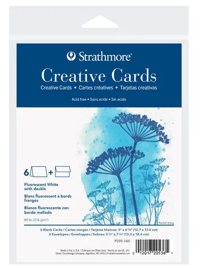 Set Of 6 Fluorescent White Greeting Cards With Deckled Edges (5×7 Inches) 1
