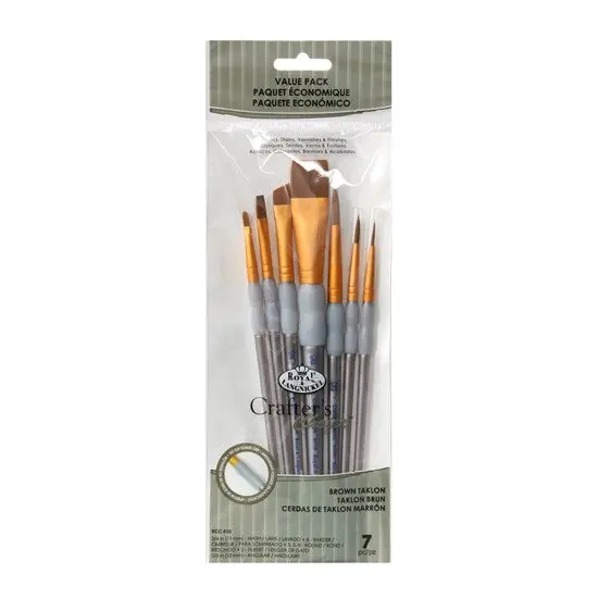 Set Of 7 Brown Taklon Flat Paint Brushes 1