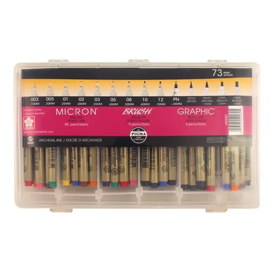 Set Of 73 Pigma Micron Fine-Line Markers – Assorted Colors 1