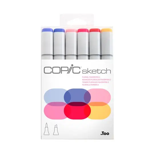 Set Of Six Copic Sketch Markers – Floral V2 Color Collection 1