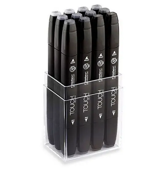 Shinhan Touch Twin Marker Set – Cool Grey (12 Colors) 1