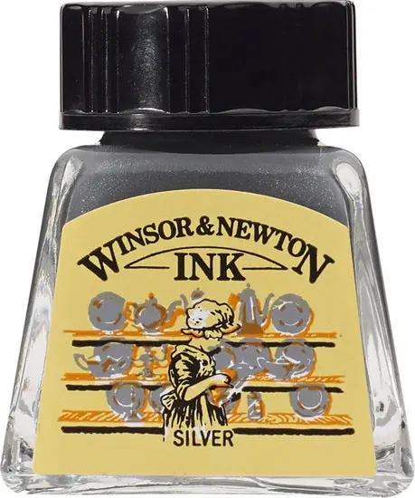Silver Metallic Drawing Ink – Lightfast & Waterproof (14 Ml Bottle) 1