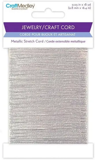 Silver Metallic Stretch Cord – 0.8 Mm × 16 Meters 1