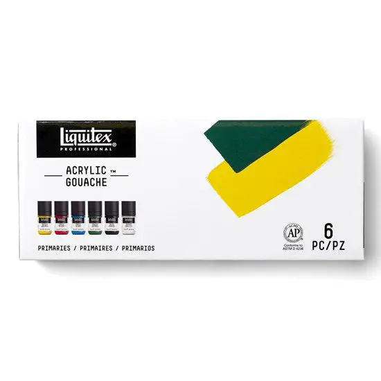 Six-Color Acrylic Gouache Set – Primary Palette, 22Ml Tubes Per Color 1