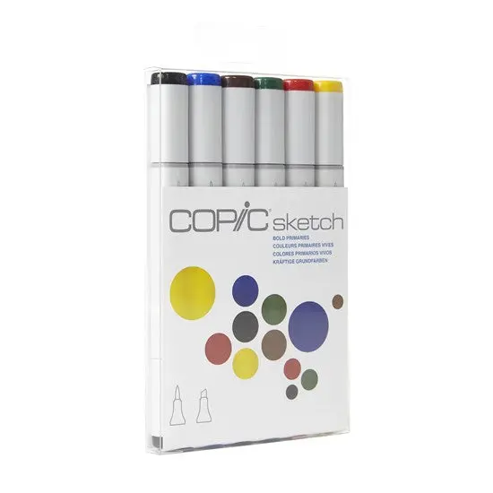 Six-Piece Set Of Bold Primary Copic Sketch Markers 1