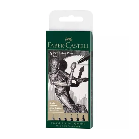 Six Pitt Pastel Markers – Tip Sizes: 1.5Mm, Xxs, Xs, S, F, M 1