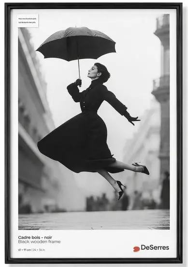 Slim Black Wood Picture Frame – 24×36 Inches, Ready-To-Hang 1