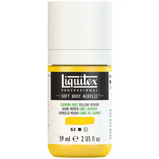Soft-Body Acrylic Paint – Cadmium-Free Yellow Medium, 2 Oz (60 Ml), Studio Grade 1