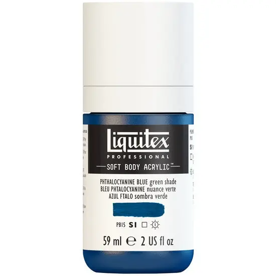Soft-Body Acrylic Paint – Phthalo Blue (Green Shade), 2 Oz (60 Ml) 1