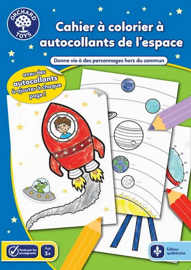 Space-Themed Sticker Coloring Book For Ages 3–4 (French Edition) 1