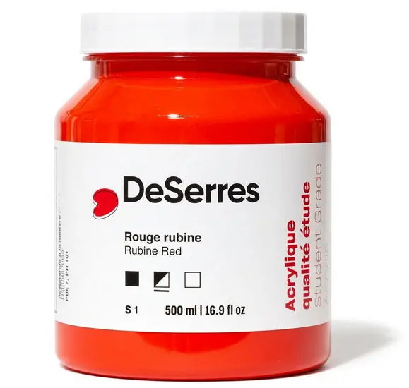 Student-Grade Acrylic Paint: Rubine Red – 500 Ml Bulk Bottle 1