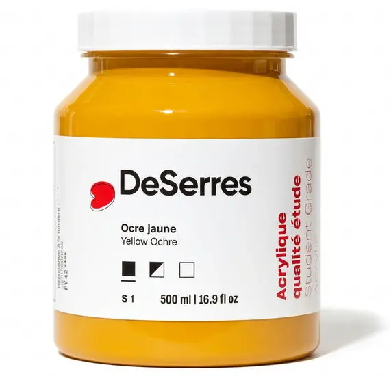 Student-Grade Acrylic Paint – Yellow Ochre, 500Ml Bulk Bottle 1