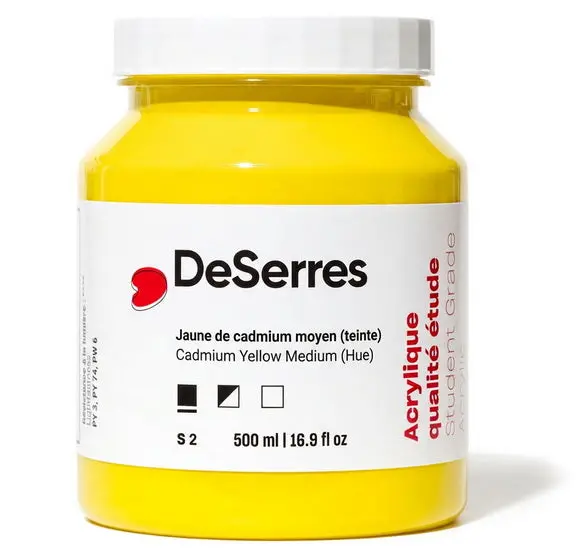 Student-Grade Cadmium Yellow Medium Hue Acrylic – 500Ml Bulk Bottle 1