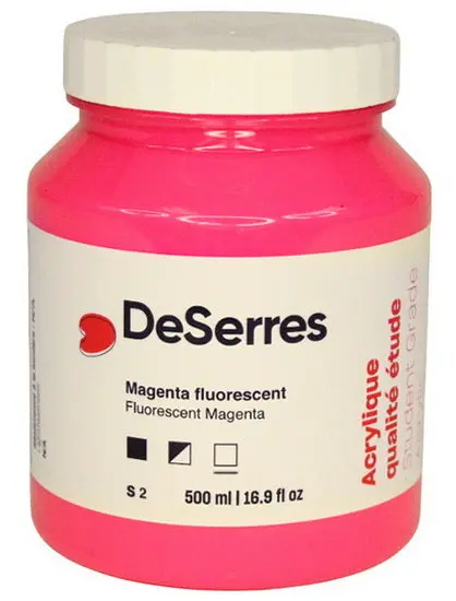 Student-Grade Fluorescent Magenta Acrylic Paint – 500 Ml Bulk Bottle 1