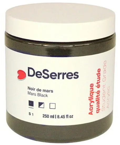Student-Grade Mars Black Acrylic Paint – Economical Bulk Size, 250Ml 1