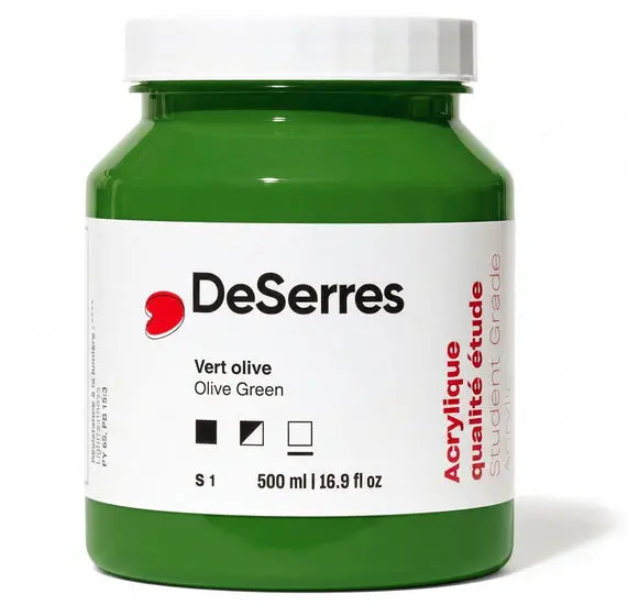 Student-Grade Olive Green Acrylic Paint – 500Ml Bottle 1