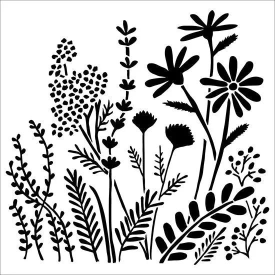 Summer Meadow Stencil – 6 × 6 Inch Reusable Craft Template 1