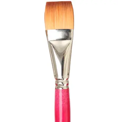 Synthetic Flat Brush – Short Handle, 1-Inch Width For Detailing & Blending 1