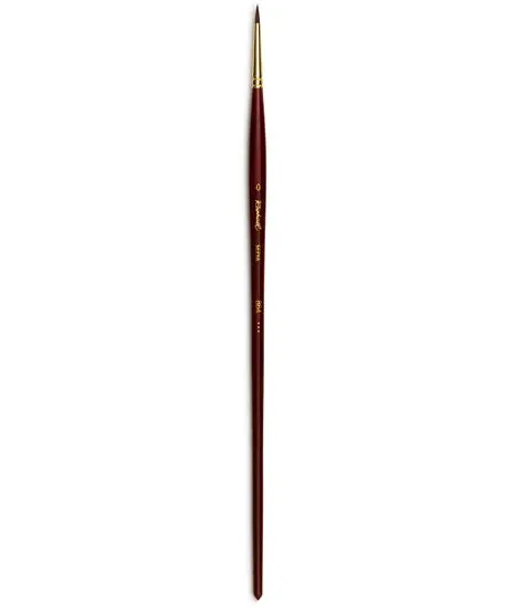 Synthetic Round Acrylic Brush – Sepia Tone, Size #0 Fine Detail Tool 1