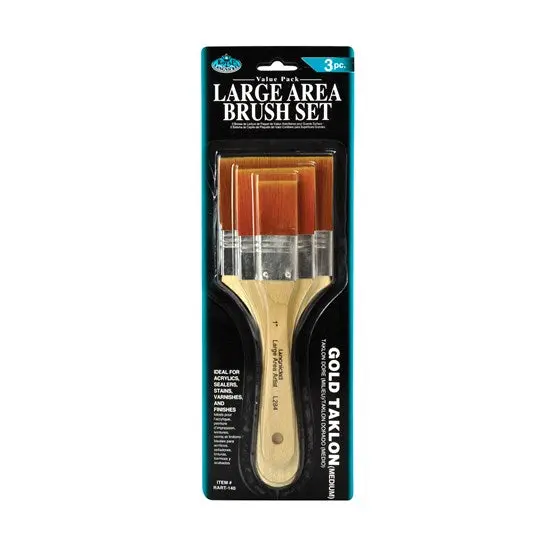 Taklon Flat Brush Set – Gold-Handled, 3-Piece Professional Kit 1